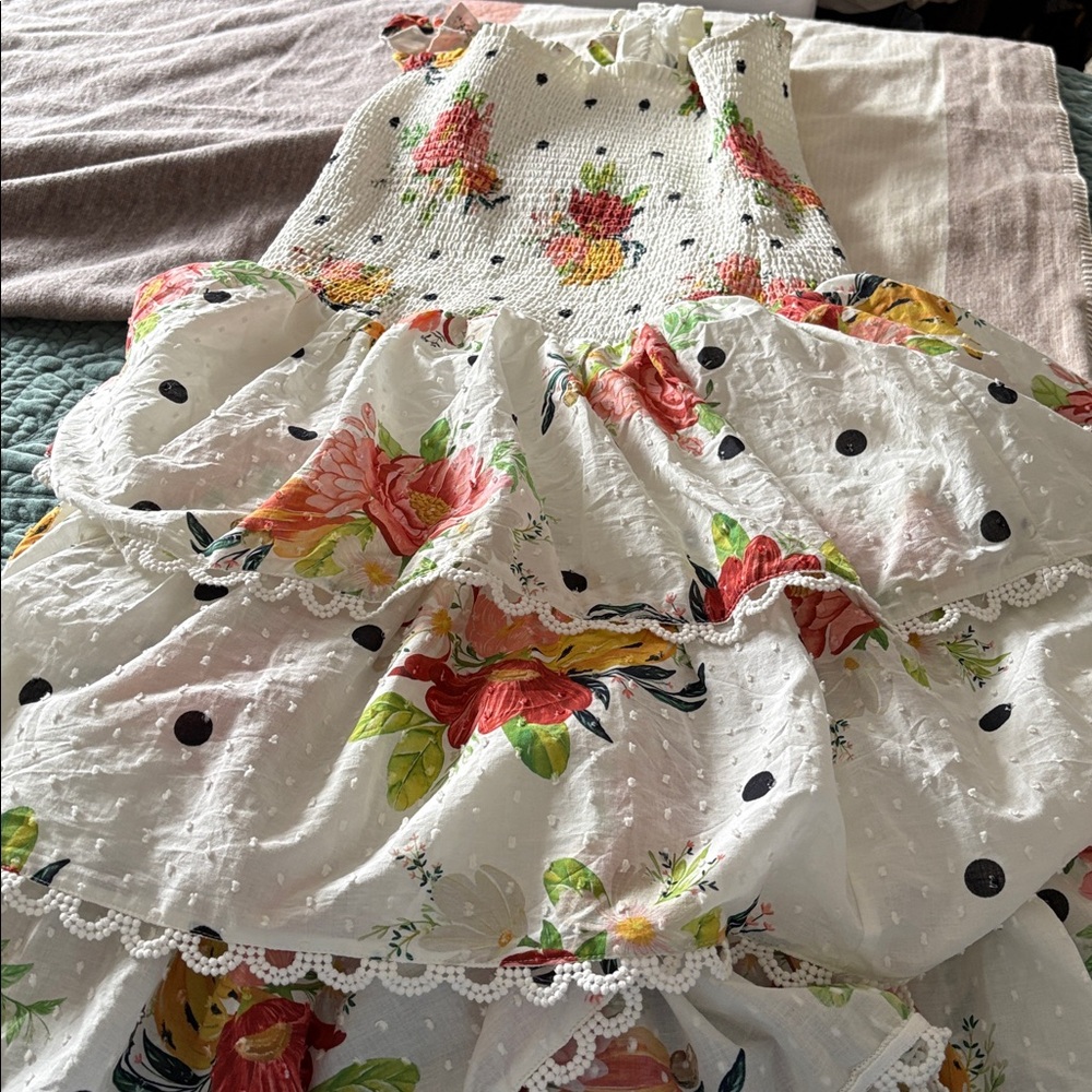 Charming Floral Farm Rio Dress with Polka Dots. Sz.L - Picture 8 of 8